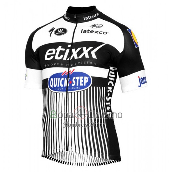 Etixx Quick Step Ropa Ciclismo Culotte Corto 2016 Mangas Cortas Blanco y Negro
